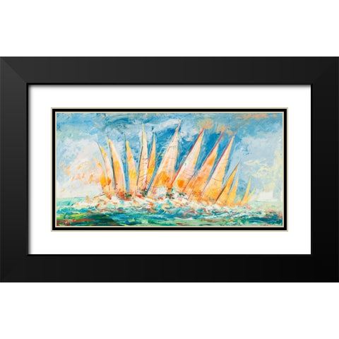 Tra le onde Black Modern Wood Framed Art Print with Double Matting by Florio, Luigi