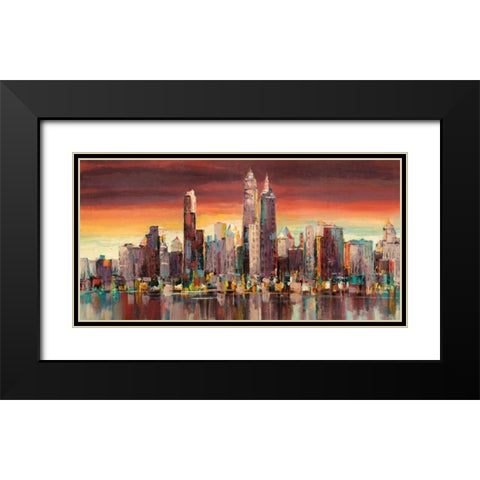 Sera su New York Black Modern Wood Framed Art Print with Double Matting by Florio, Luigi