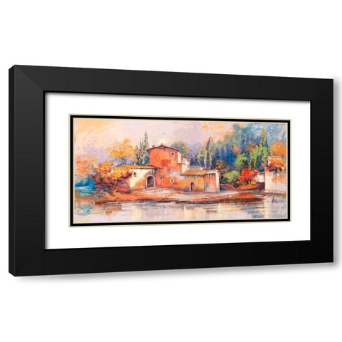 Case sul lago Black Modern Wood Framed Art Print with Double Matting by Florio, Luigi