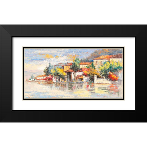 Paese sul lago Black Modern Wood Framed Art Print with Double Matting by Florio, Luigi
