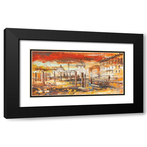 Tramonto su Roma Black Modern Wood Framed Art Print with Double Matting by Florio, Luigi