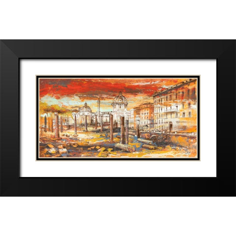 Tramonto su Roma Black Modern Wood Framed Art Print with Double Matting by Florio, Luigi