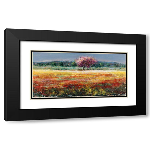 Lâ€™albero rosa Black Modern Wood Framed Art Print with Double Matting by Florio, Luigi