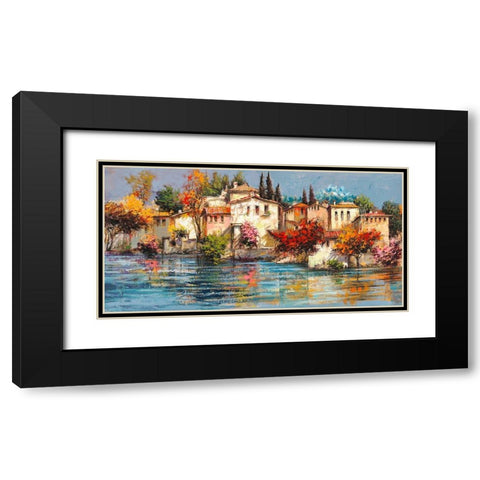 Borgo italiano Black Modern Wood Framed Art Print with Double Matting by Luigi, Florio