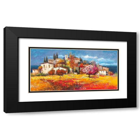Borgo sul mare Black Modern Wood Framed Art Print with Double Matting by Luigi, Florio