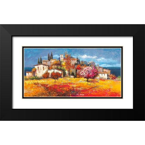 Borgo sul mare Black Modern Wood Framed Art Print with Double Matting by Luigi, Florio