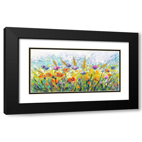 Campo in fiore Black Modern Wood Framed Art Print with Double Matting by Luigi, Florio