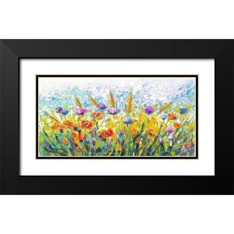 Campo in fiore Black Modern Wood Framed Art Print with Double Matting by Luigi, Florio