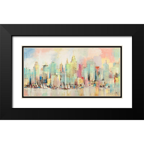 Skyline a colori Black Modern Wood Framed Art Print with Double Matting by Florio, Luigi