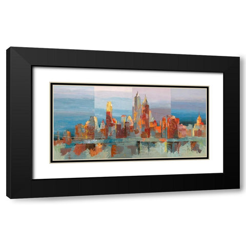 New York astratta Black Modern Wood Framed Art Print with Double Matting by Florio, Luigi