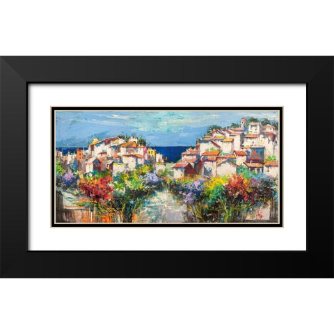 Borgo sul mare Black Modern Wood Framed Art Print with Double Matting by Florio, Luigi