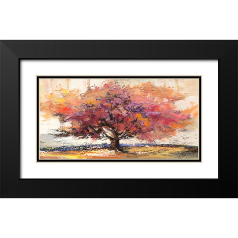 Albero dAutunno Black Modern Wood Framed Art Print with Double Matting by Florio, Luigi