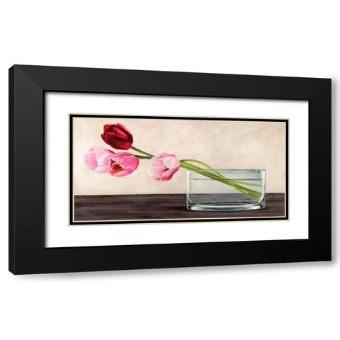 Modern composition Tulips Black Modern Wood Framed Art Print with Double Matting by Mills, Shin