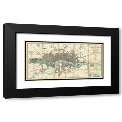Map of London 1806 Black Modern Wood Framed Art Print with Double Matting by Mogg, Edward