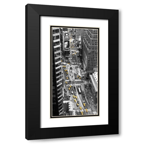 Yellow taxi in Times Square, NYC Black Modern Wood Framed Art Print with Double Matting by Setboun, Michel