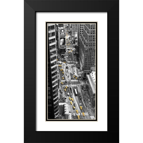 Yellow taxi in Times Square, NYC Black Modern Wood Framed Art Print with Double Matting by Setboun, Michel