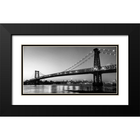 Queensboro Bridge and Manhattan from Brooklyn, NYC Black Modern Wood Framed Art Print with Double Matting by Setboun, Michel