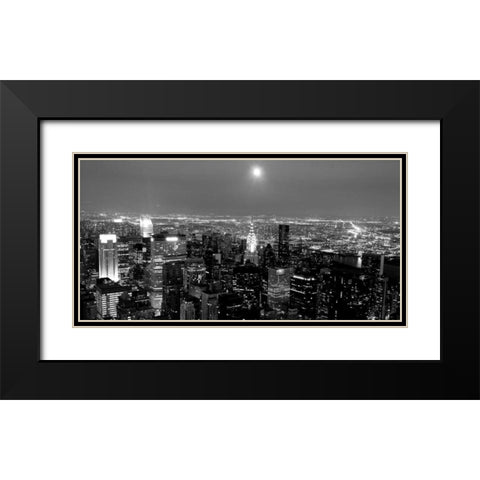 Aerial view of Manhattan, NYC Black Modern Wood Framed Art Print with Double Matting by Setboun, Michel