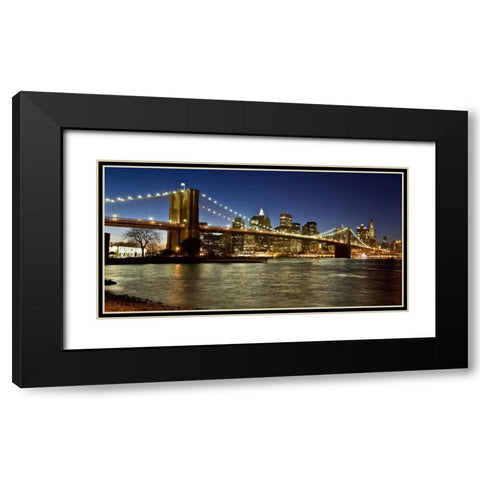 Panoramic view of Lower Manhattan at dusk, NYC Black Modern Wood Framed Art Print with Double Matting by Setboun, Michel