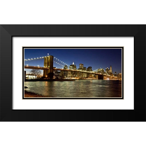 Panoramic view of Lower Manhattan at dusk, NYC Black Modern Wood Framed Art Print with Double Matting by Setboun, Michel