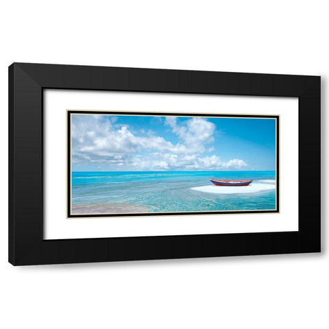 Barca sulla riva Black Modern Wood Framed Art Print with Double Matting by Marzi, Dario