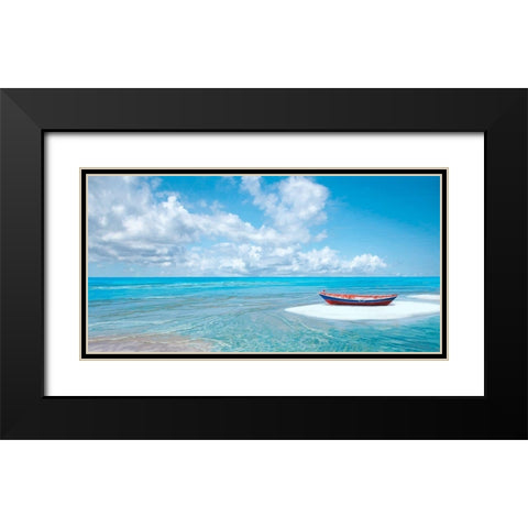 Barca sulla riva Black Modern Wood Framed Art Print with Double Matting by Marzi, Dario