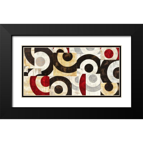 Connessione geometrica Black Modern Wood Framed Art Print with Double Matting by Nava, Sandro