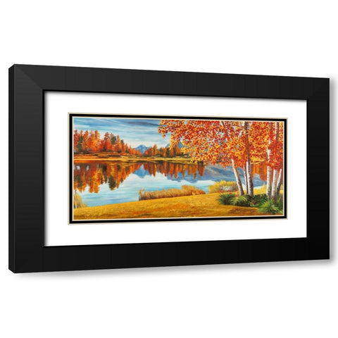 Bosco sul lago Black Modern Wood Framed Art Print with Double Matting by Angelo, Masera