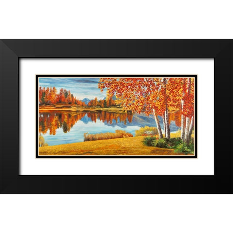 Bosco sul lago Black Modern Wood Framed Art Print with Double Matting by Angelo, Masera