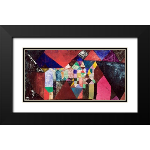 Municipal Jewel  Black Modern Wood Framed Art Print with Double Matting by Klee, Paul