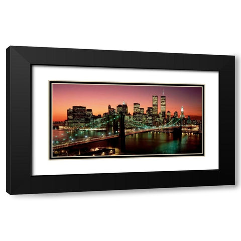 Brooklyn Bridge NYC Black Modern Wood Framed Art Print with Double Matting by Berenholtz, Richard
