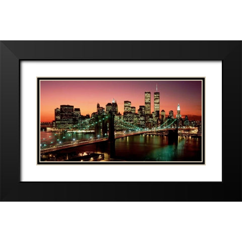 Brooklyn Bridge NYC Black Modern Wood Framed Art Print with Double Matting by Berenholtz, Richard