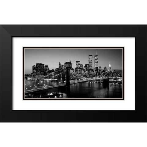 Brooklyn Bridge NYC Black Modern Wood Framed Art Print with Double Matting by Berenholtz, Richard