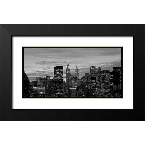 Midtown Manhattan BW Black Modern Wood Framed Art Print with Double Matting by Berenholtz, Richard