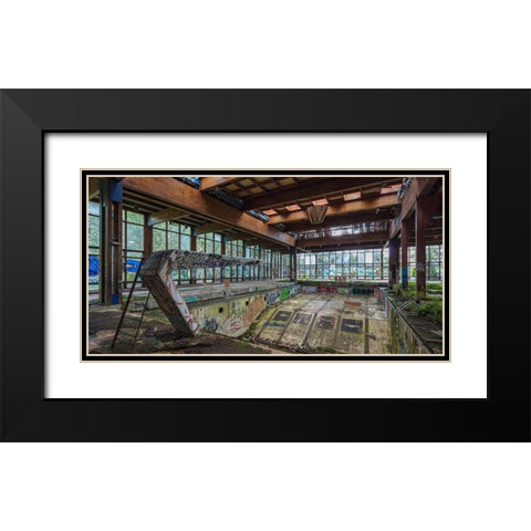 Abandoned Resort Pool, Upstate NY (detail) Black Modern Wood Framed Art Print with Double Matting by Berenholtz, Richard