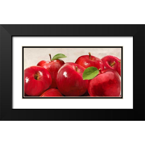 Red Apples Black Modern Wood Framed Art Print with Double Matting by Barbieri, Remo