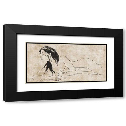 Pensee Black Modern Wood Framed Art Print with Double Matting by Roux, Simon