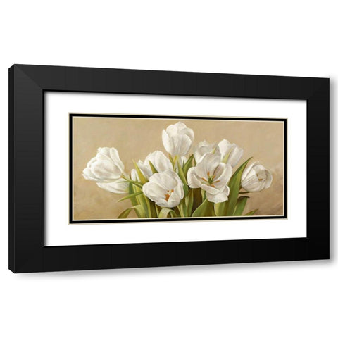 Tulipani bianchi Black Modern Wood Framed Art Print with Double Matting by Biffi, Serena