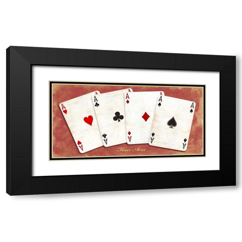 Four Aces (Red) Black Modern Wood Framed Art Print with Double Matting by Sandro, Ferrari