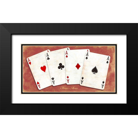 Four Aces (Red) Black Modern Wood Framed Art Print with Double Matting by Sandro, Ferrari