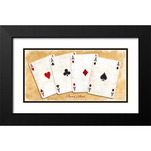 Four Aces (Gold) Black Modern Wood Framed Art Print with Double Matting by Sandro, Ferrari