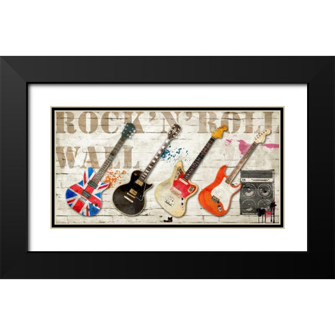 Rock n Roll Wall Black Modern Wood Framed Art Print with Double Matting by Hill, Steven