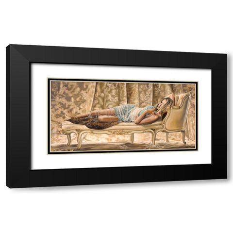 Lady of Pearls Black Modern Wood Framed Art Print with Double Matting by Jannace, Sergio