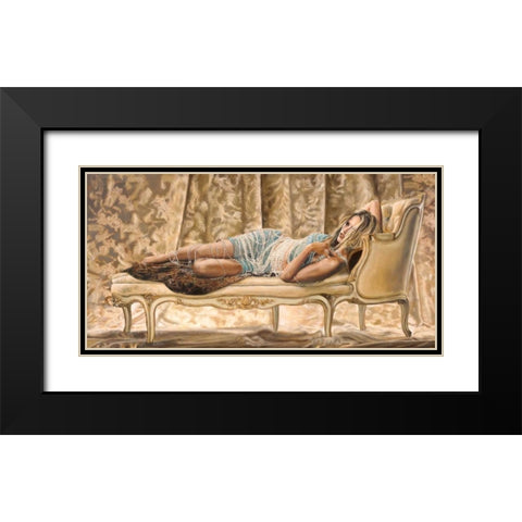 Lady of Pearls Black Modern Wood Framed Art Print with Double Matting by Jannace, Sergio