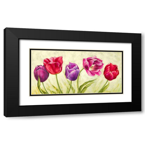 Tulipani danzanti Black Modern Wood Framed Art Print with Double Matting by Mei, Silvia