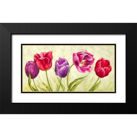 Tulipani danzanti Black Modern Wood Framed Art Print with Double Matting by Mei, Silvia