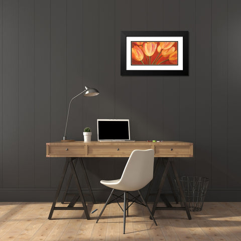Orange Tulips Black Modern Wood Framed Art Print with Double Matting by Mei, Silvia