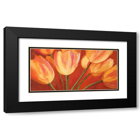 Orange Tulips Black Modern Wood Framed Art Print with Double Matting by Mei, Silvia