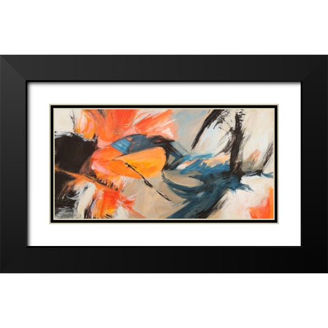 Oranges and Blues Black Modern Wood Framed Art Print with Double Matting by Jim, Stone