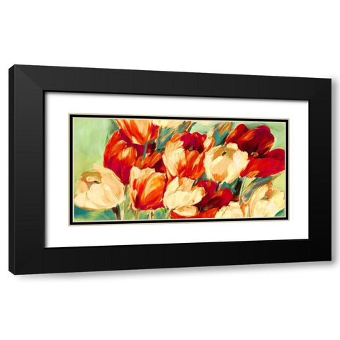 Red And White Tulips Black Modern Wood Framed Art Print with Double Matting by Stone, Jim